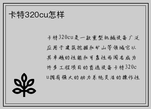 卡特320cu怎样