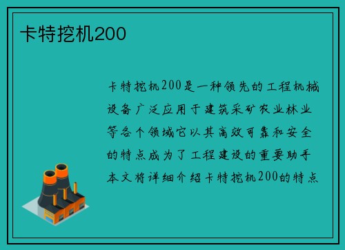 卡特挖机200